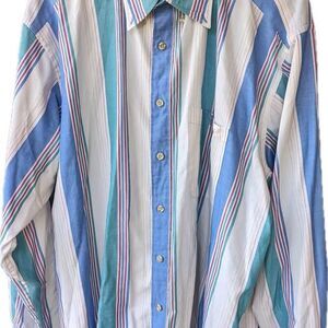 Mark Alexander Men's Striped Long-Sleeve Button-Down Shirt - Vintage - 1990s